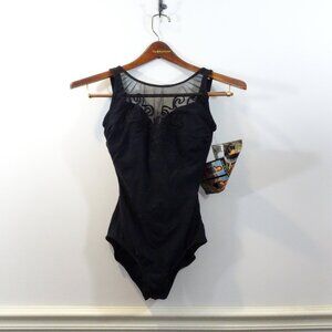 NWT Vintage Carol Wior Slimsuit Sz 8 Slimming Swim Suit One Piece Black